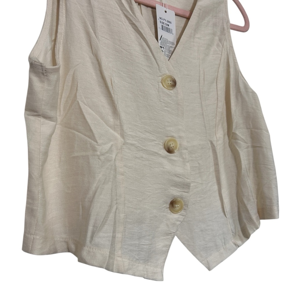 Women's Cream Wide-Leg Pants & Vest Set - Picture 7 of 14